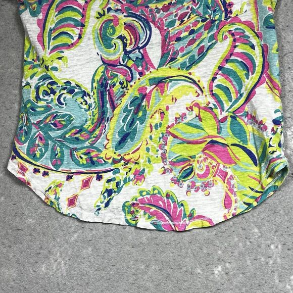 Lilly Pulitzer Shirt Womens Size XXS Blue, Green, Pink, Turquoise & White Linen - Picture 4 of 11